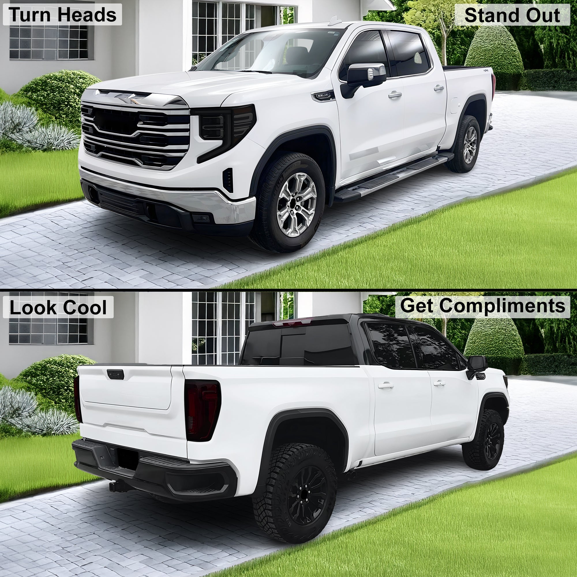 Full Headlight Taillight Precut Smoked PPF Tint Kit Film Overlay Fits GMC Sierra 2022-2025