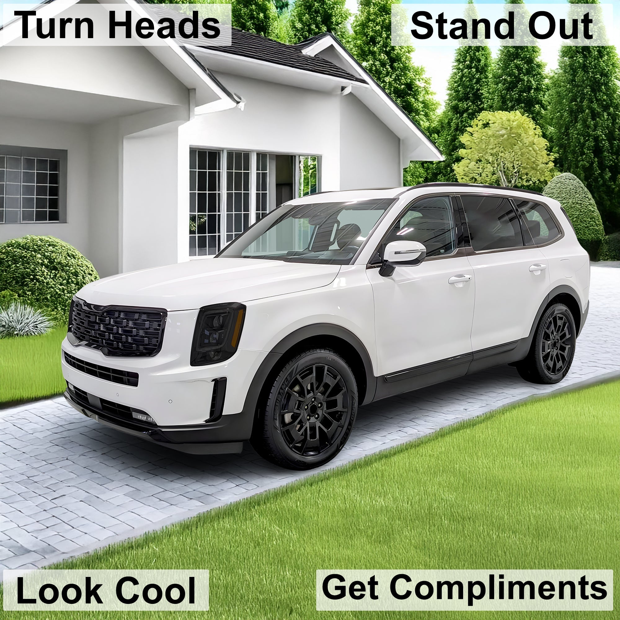 Full Headlight Taillight Precut Smoked PPF Tint Kit Film Overlay Fits Kia Telluride 2020-2025