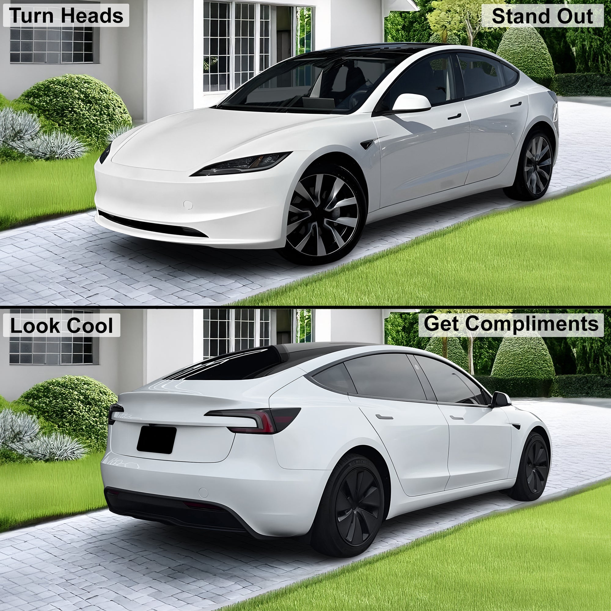 Full Headlight Taillight Precut Smoked PPF Tint Kit Film Overlay Fits Tesla Model 3 2024-2025