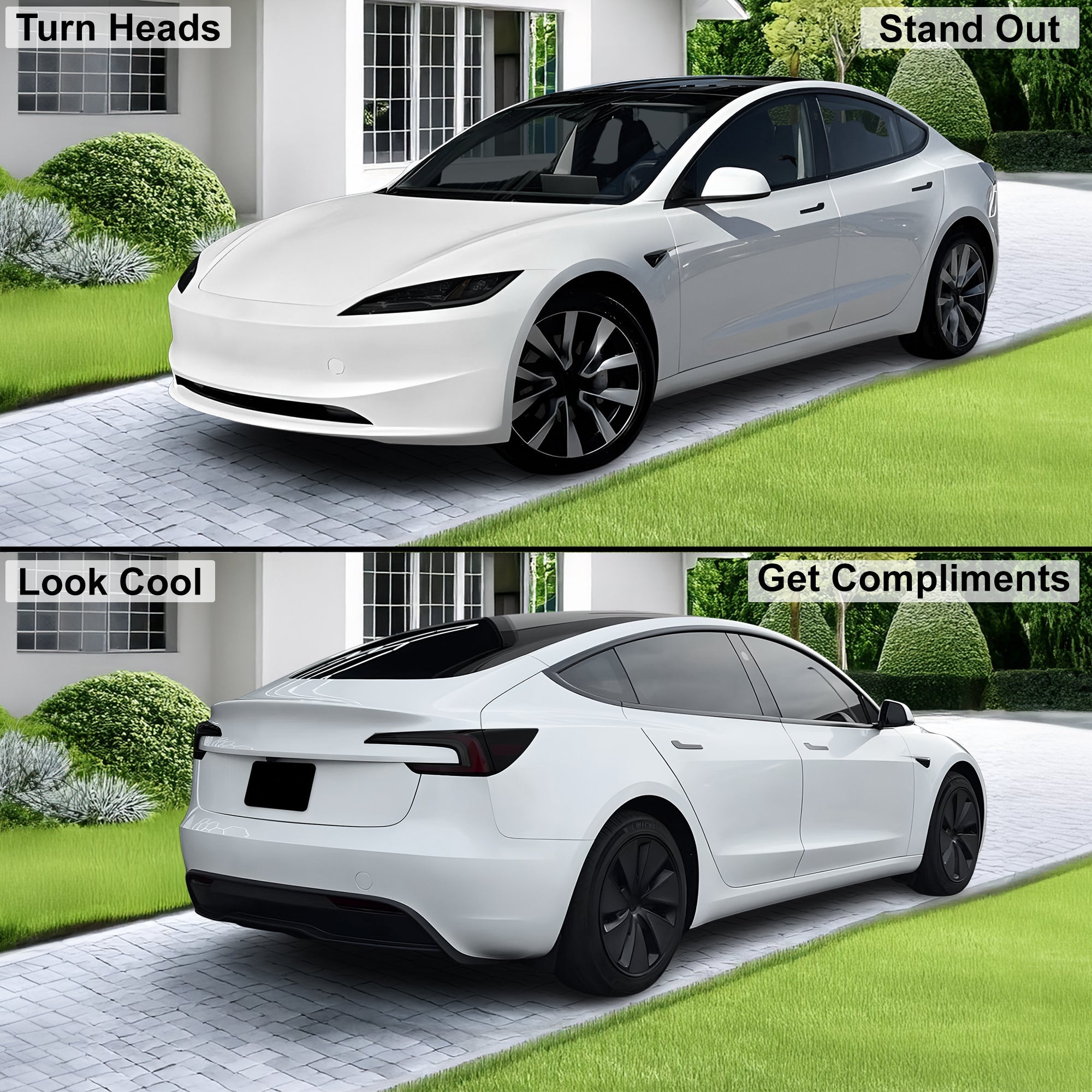 Full Headlight Taillight Precut Smoked PPF Tint Kit Film Overlay Fits Tesla Model 3 2024-2025
