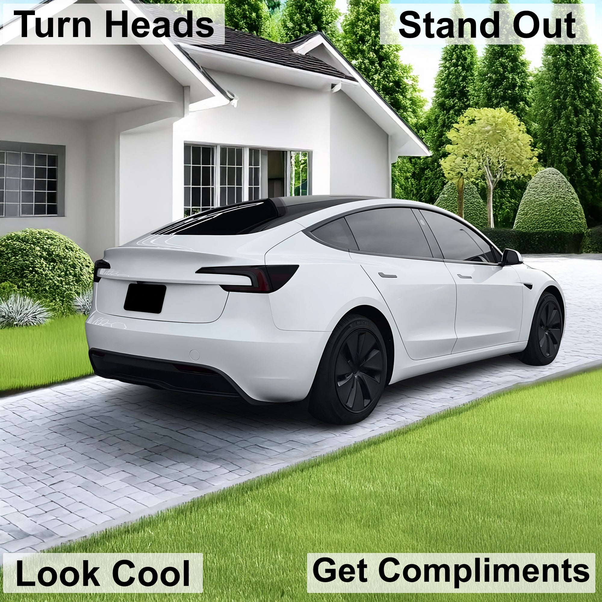 Full Headlight Taillight Precut Smoked PPF Tint Kit Film Overlay Fits Tesla Model 3 2024-2025