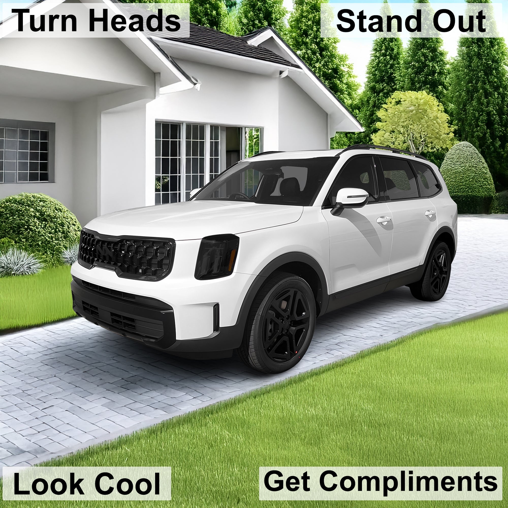 Full Headlight Taillight Precut Smoked PPF Tint Kit Film Overlay Fits Kia Telluride 2020-2025
