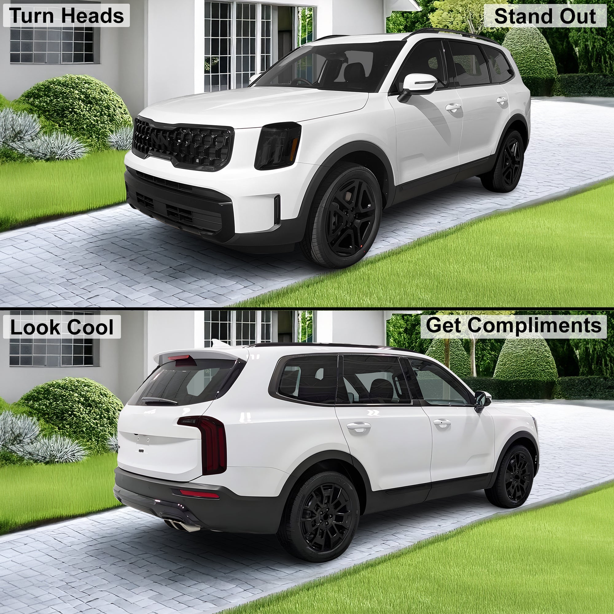 Full Headlight Taillight Precut Smoked PPF Tint Kit Film Overlay Fits Kia Telluride 2020-2025