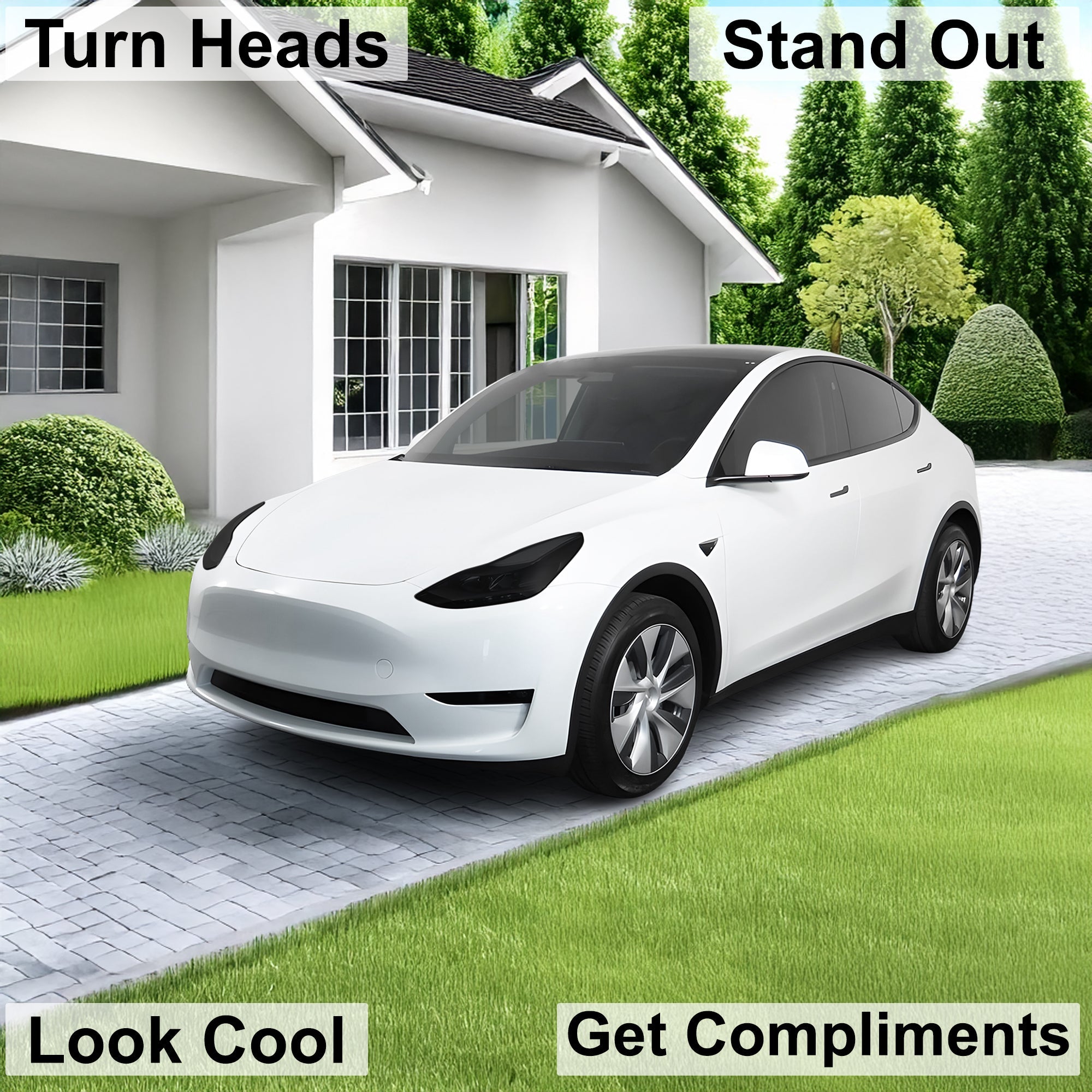 Head Tail Light Markers Reflectors Precut Smoke Tint Overlay Fits Tesla Model Y 2020-2024