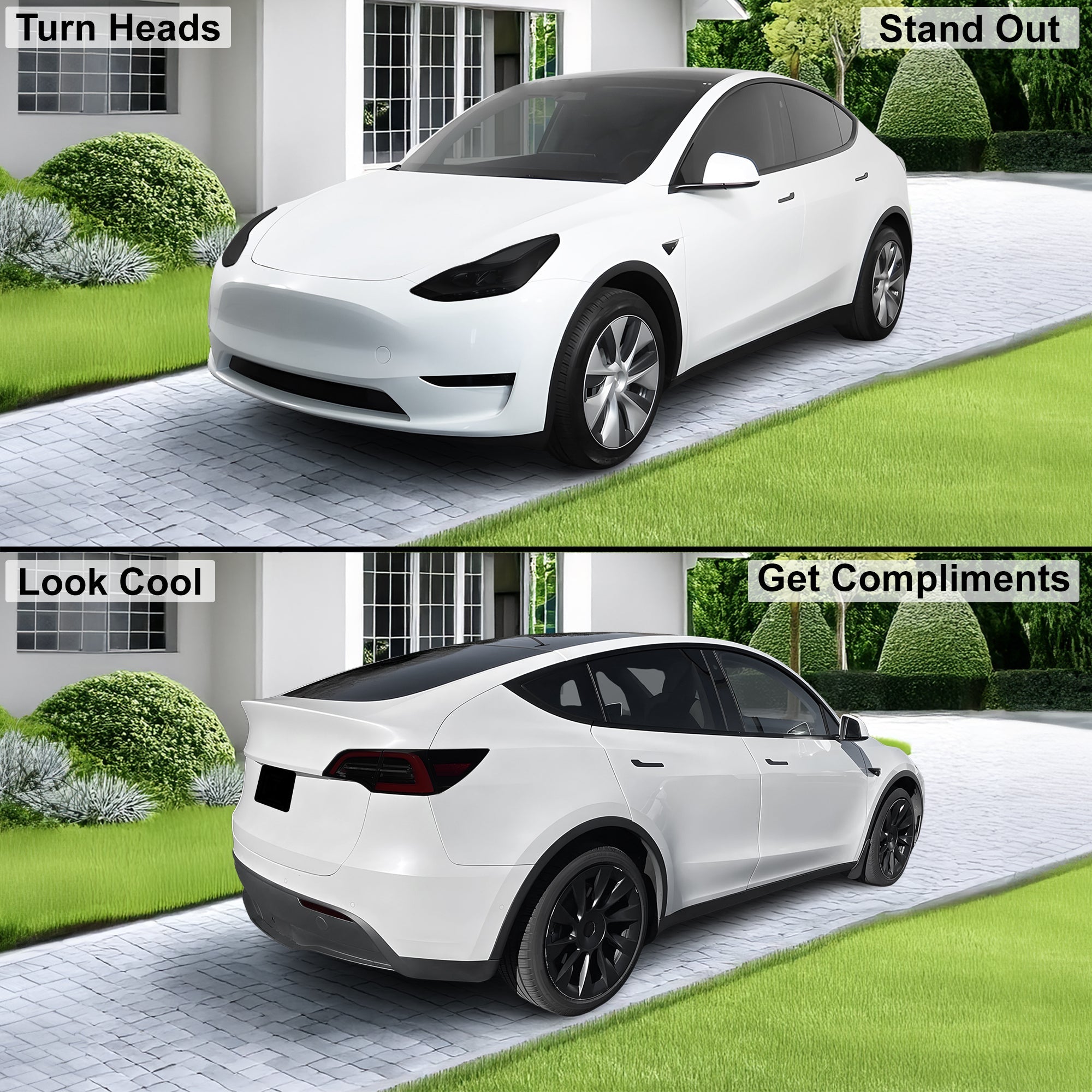 Head Tail Light Markers Reflectors Precut Smoke Tint Overlay Fits Tesla Model Y 2020-2024