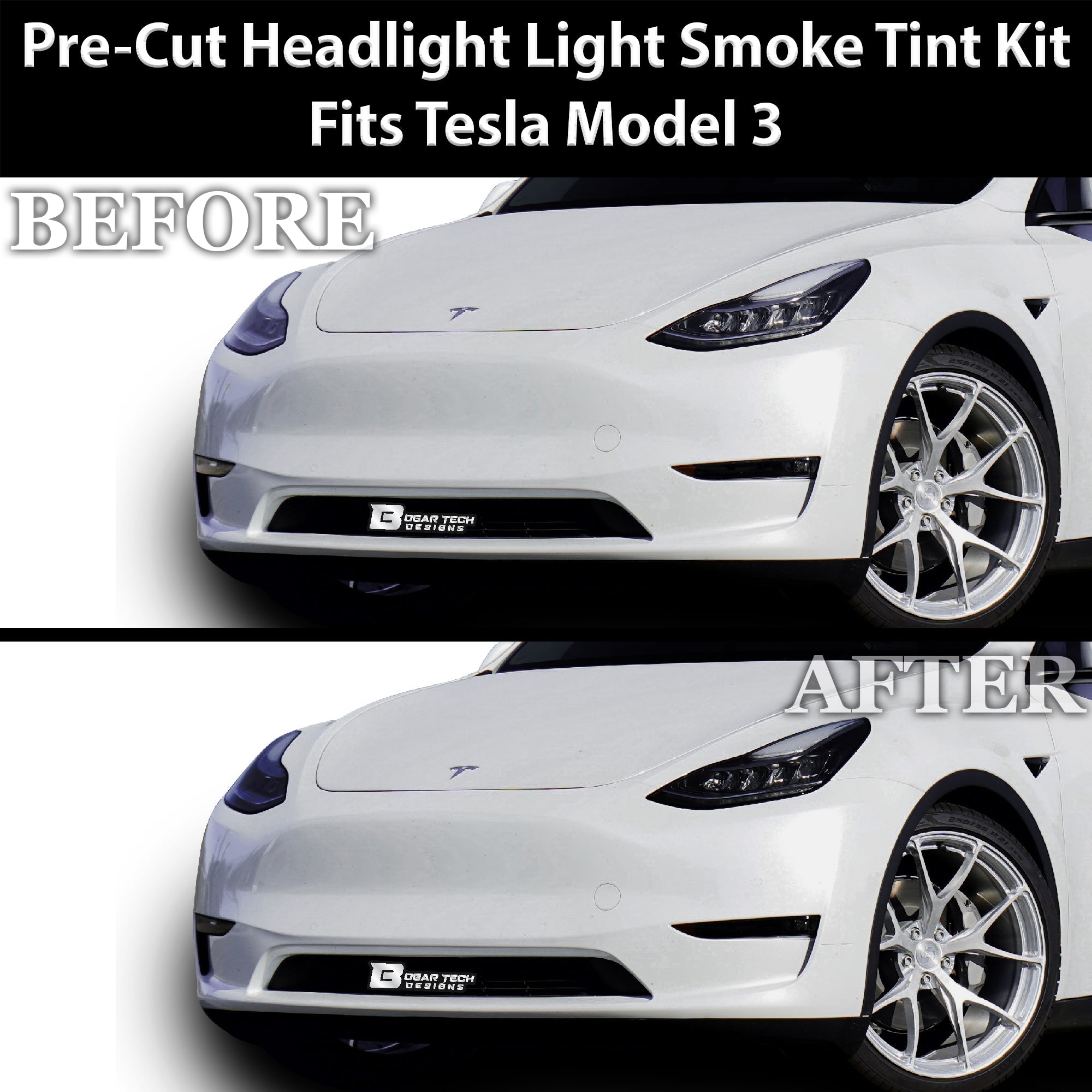 Head Tail Light Markers Reflectors Precut Smoke Tint Overlay Fits Tesla Model 3 2017-2023