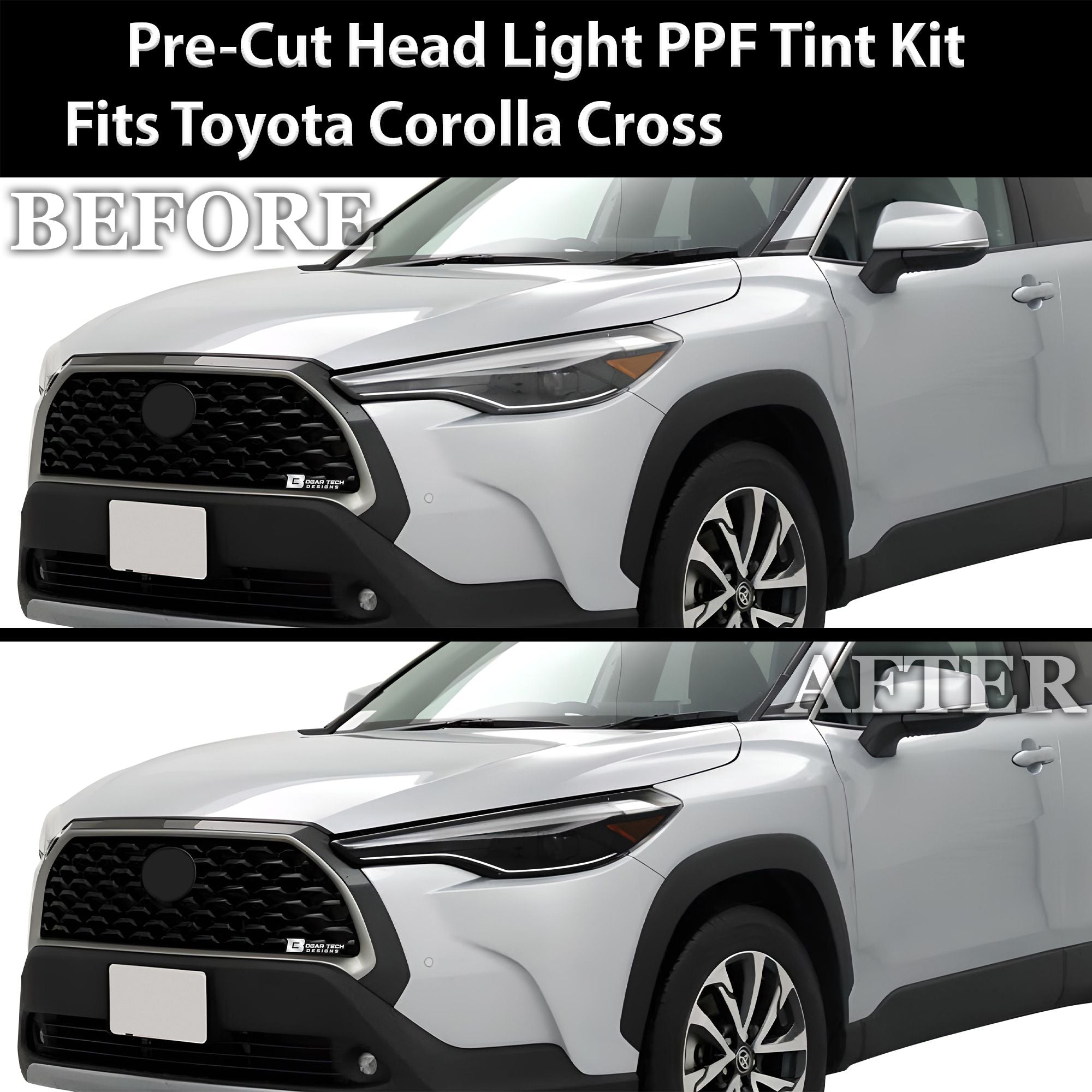 Full Headlight Taillight Precut Smoked PPF Tint Kit Film Overlay Fits Toyota Corolla Cross 2022-2025