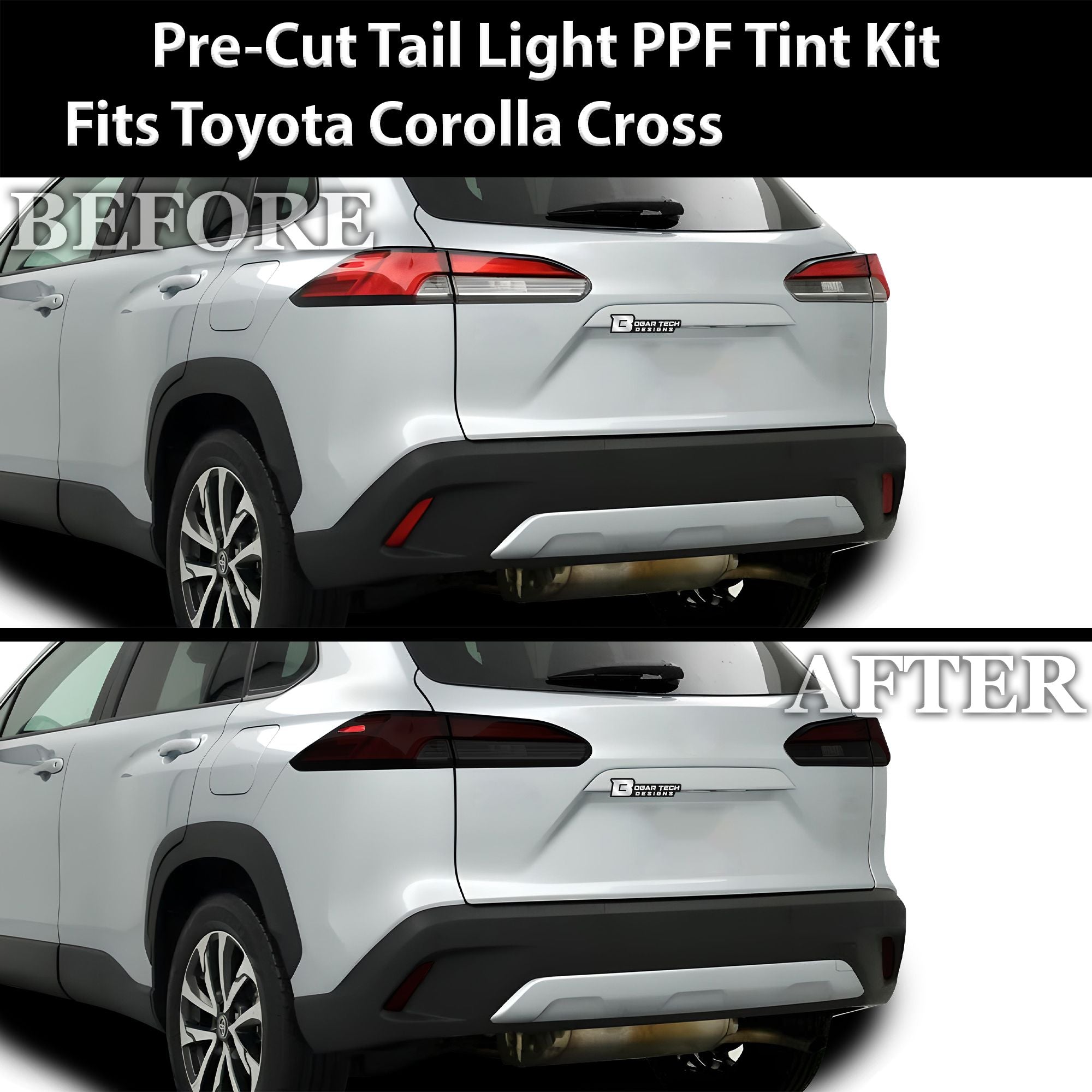 Full Headlight Taillight Precut Smoked PPF Tint Kit Film Overlay Fits Toyota Corolla Cross 2022-2025