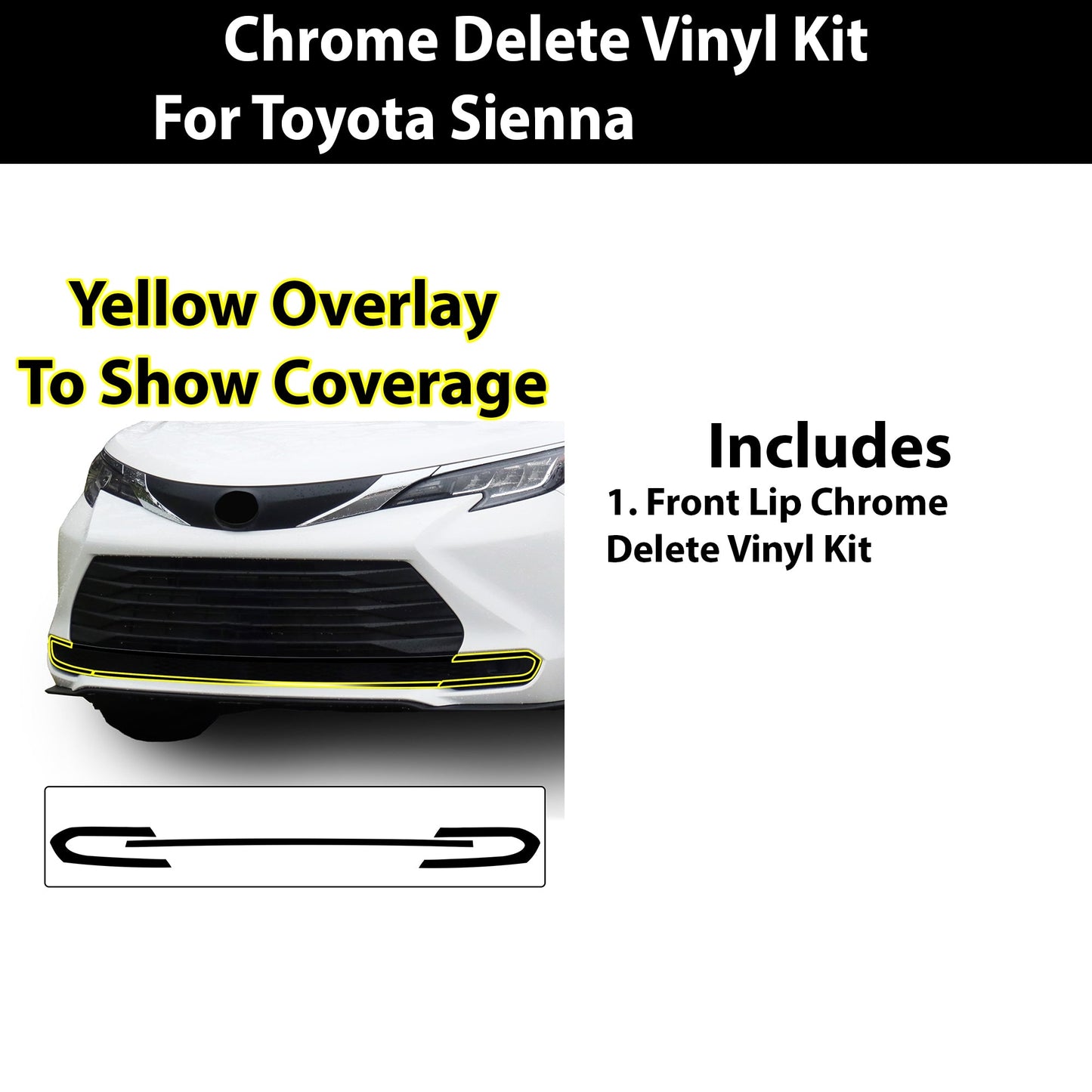 Window Vinyl Chrome Delete Trim Blackout Decal Stickers Overlay Film Fits Toyota Sienna 2021-2025