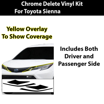 Window Vinyl Chrome Delete Trim Blackout Decal Stickers Overlay Film Fits Toyota Sienna 2021-2025