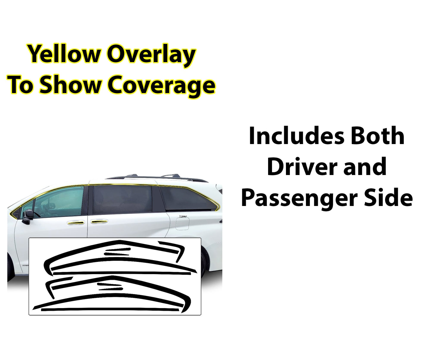 Window Vinyl Chrome Delete Trim Blackout Decal Stickers Overlay Film Fits Toyota Sienna 2021-2025